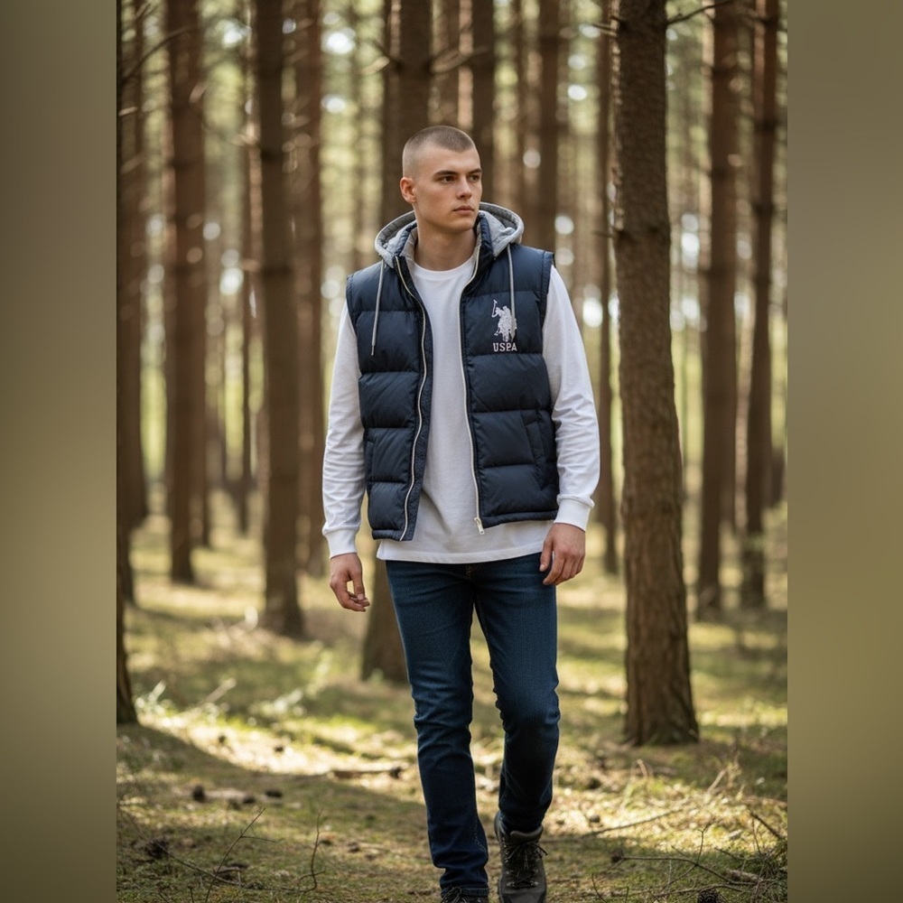 US Polo Association Men's Navy Puffer Vest